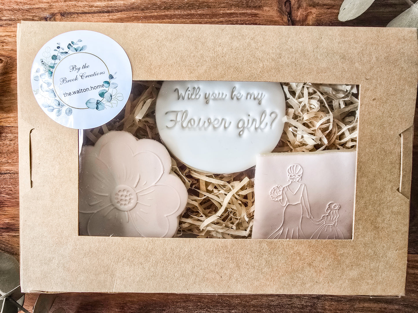 Will you be my Flower Girl- 3 piece Fondant sugar cookie gift pack