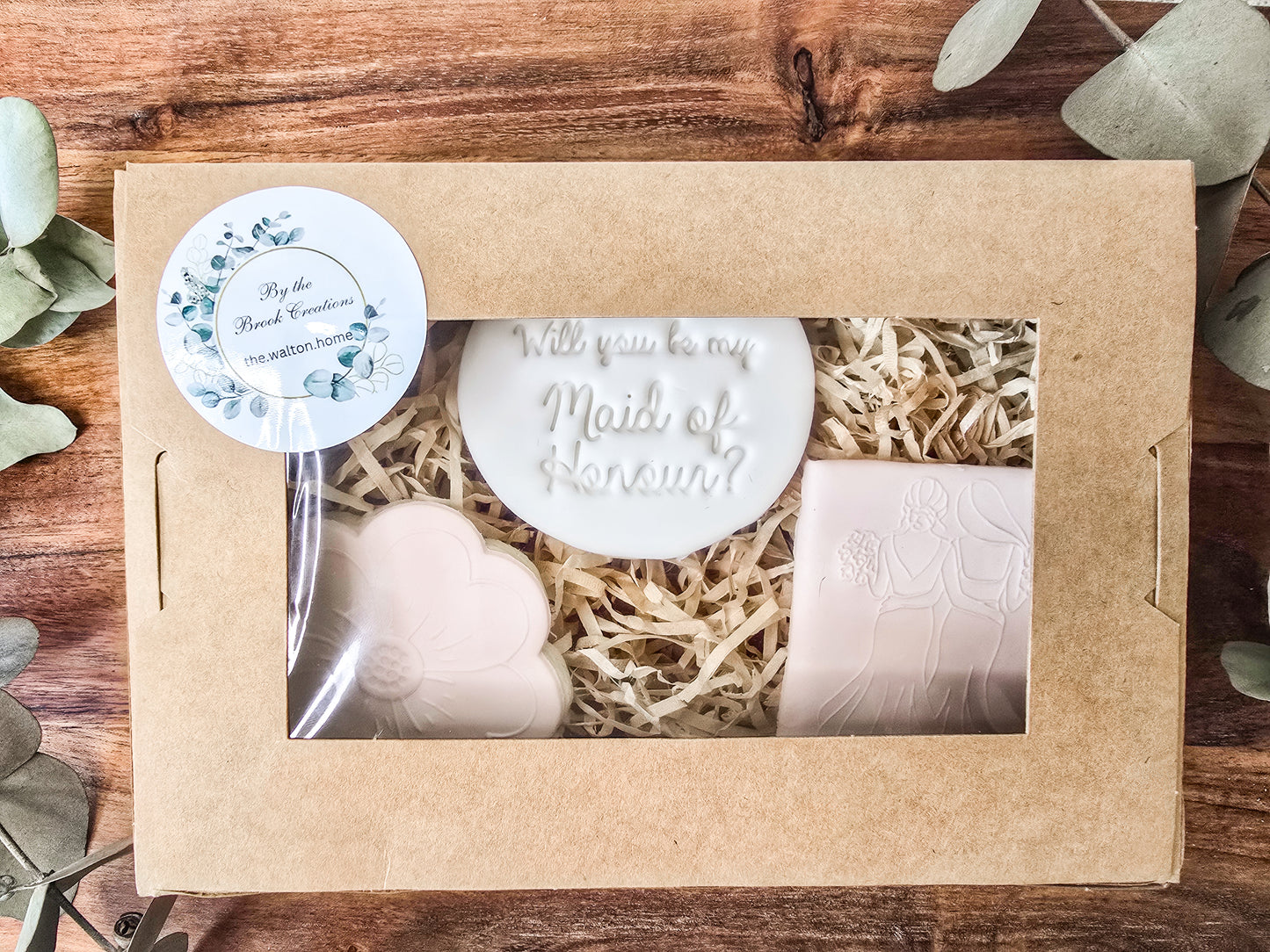 Will you be my Maid of Honour- 3 piece fondant sugar cookie gift box