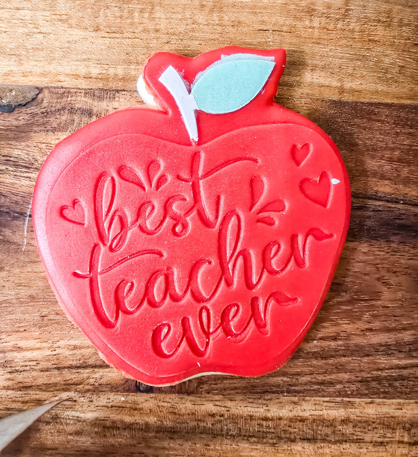 Best Teacher Ever- Apple design fondant sugar cookies