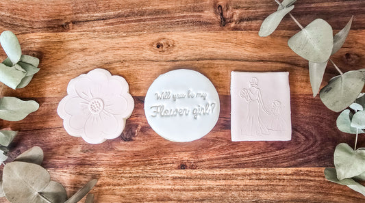 Will you be my Flower Girl- 3 piece Fondant sugar cookie gift pack