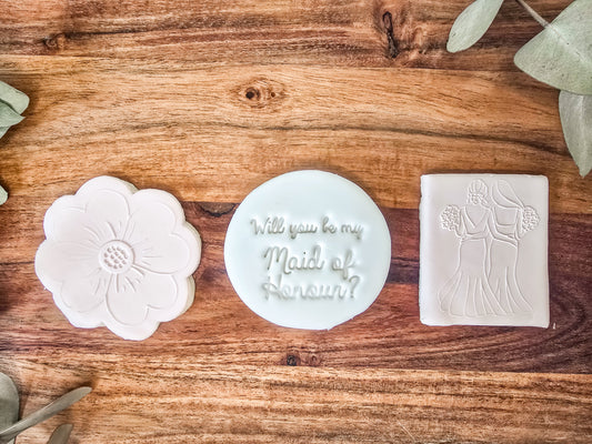 Will you be my Maid of Honour- 3 piece fondant sugar cookie gift box