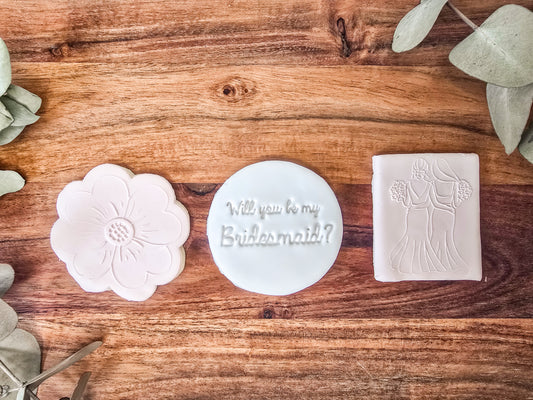 Will you be my Bridesmaid- 3 Piece fondant sugar cookie gift box
