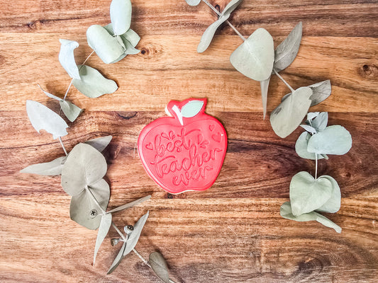 Best Teacher Ever- Apple design fondant sugar cookies