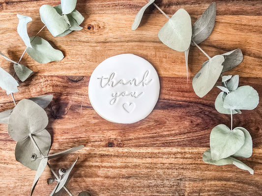 Thank you with heart detail- Fondant sugar cookies